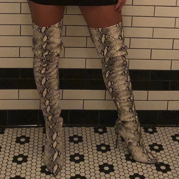 Steve Madden | Over the Knee Snakeskin Stiletto Boot - Picture 2 of 3